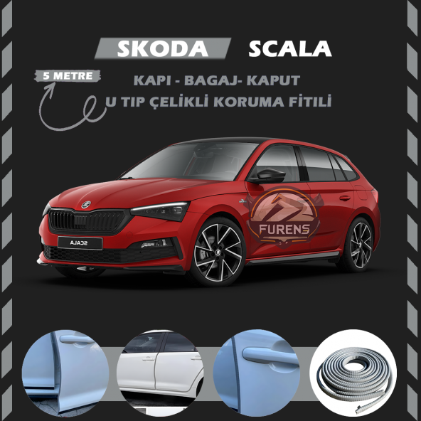 Skoda Scala Oto Araç Kapı Koruma Fitili 5metre Parlak Gri Renk ürün görseli 1