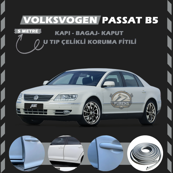 Volksvogen Passat B5 Oto Araç Kapı Koruma Fitili 5metre Parlak Gri Renk