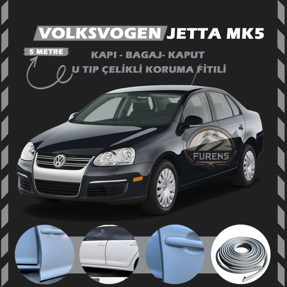 Volksvogen Jetta Mk5 Oto Araç Kapı Koruma Fitili 5metre Parlak Gri Renk ürün görseli 1