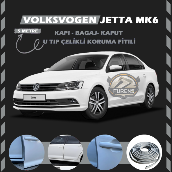 Volksvogen Jetta mk6 Oto Araç Kapı Koruma Fitili 5metre Parlak Gri Renk