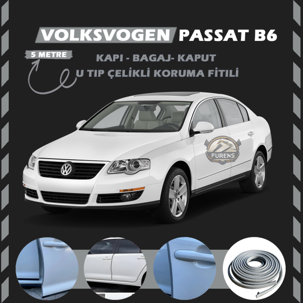 Volksvogen Passat B6 Oto Araç Kapı Koruma Fitili 5metre Parlak Gri Renk ürün görseli 1