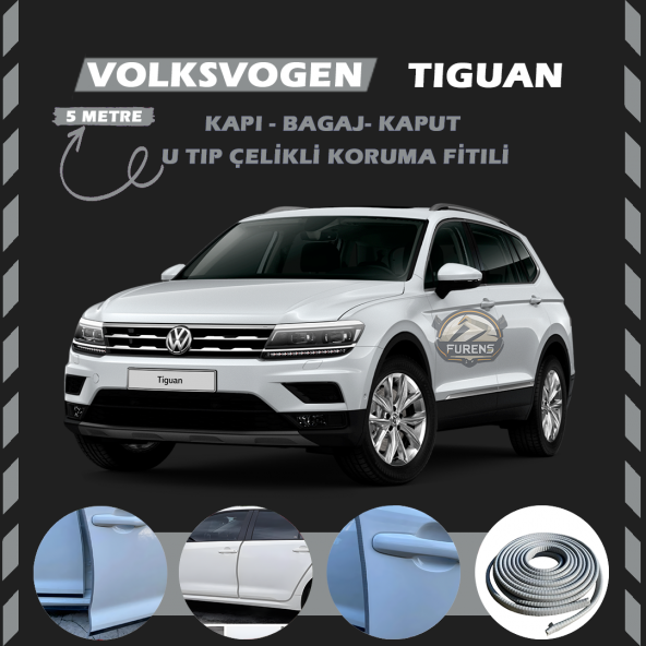 Volksvogen Tiguan Oto Araç Kapı Koruma Fitili 5metre Parlak Gri Renk ürün görseli 1