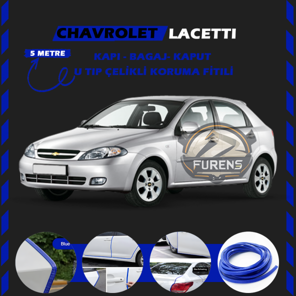 Chavrolet Lacetti Oto Araç Kapı Koruma Fitili 5metre Parlak Mavi Renk ürün görseli 1