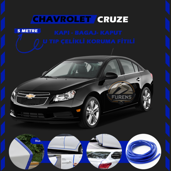 Chevrolet Oto Araç Kapı Koruma Fitili 5metre Parlak Mavi Renk