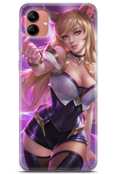 Samsung Galaxy A04 Uyumlu Kılıf Anime 04 Kalpli Silikon Kılıf Pembe