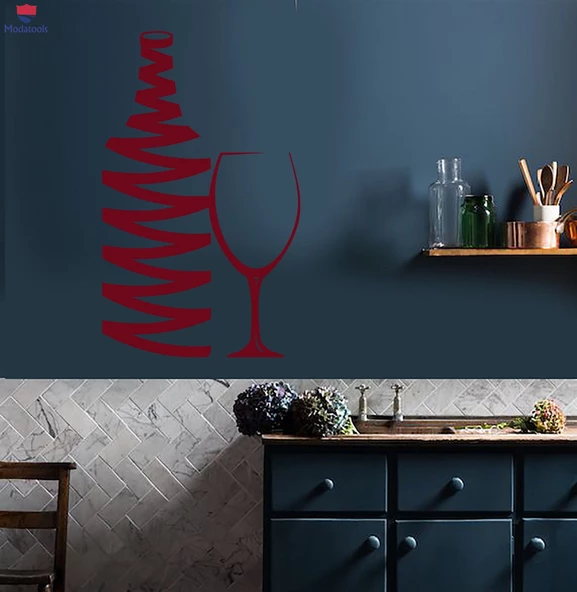 Dekoratif Duvar Sticker Şarap Şişesi Kadehi Mutfak Çıkartmaları Için Ev Şaraphanesi