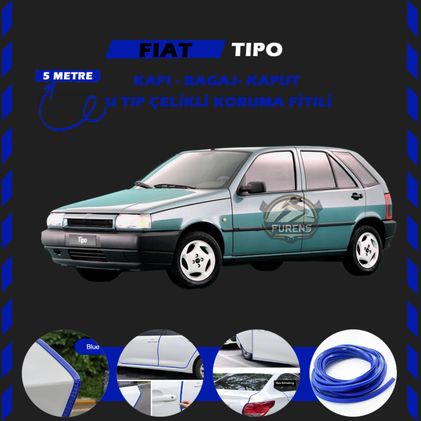 Fiat Tipo Oto Araç Kapı Koruma Fitili 5metre Parlak Mavi Renk ürün görseli 1