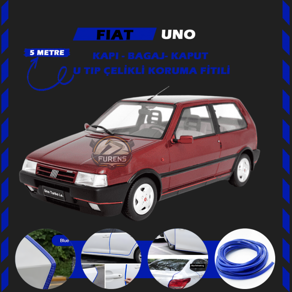 Fiat Uno Oto Araç Kapı Koruma Fitili 5metre Parlak Mavi Renk