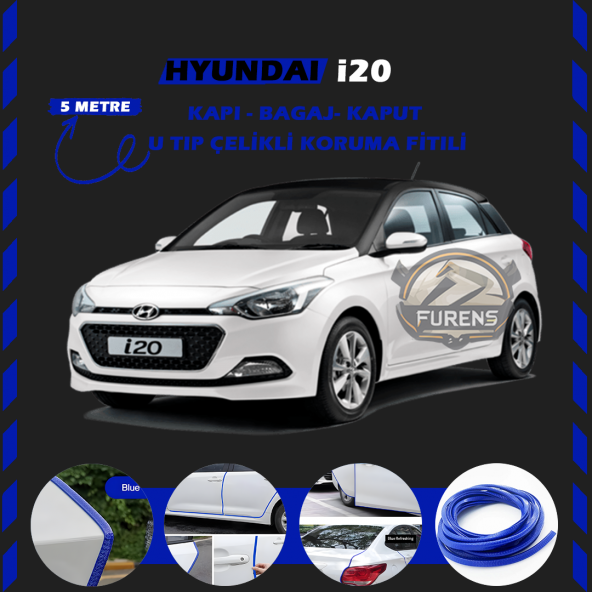 Hyundai İ20 Oto Araç Kapı Koruma Fitili 5metre Parlak Mavi Renk ürün görseli 1