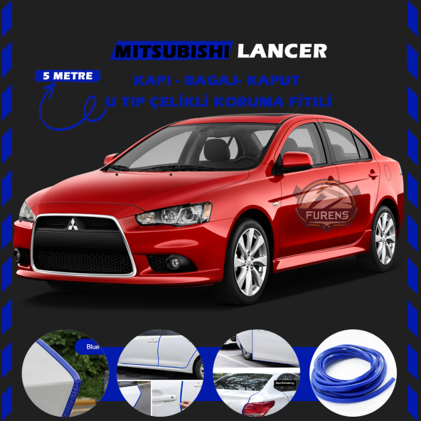 Mitsubishi Lancer Oto Araç Kapı Koruma Fitili 5metre Parlak Mavi Renk