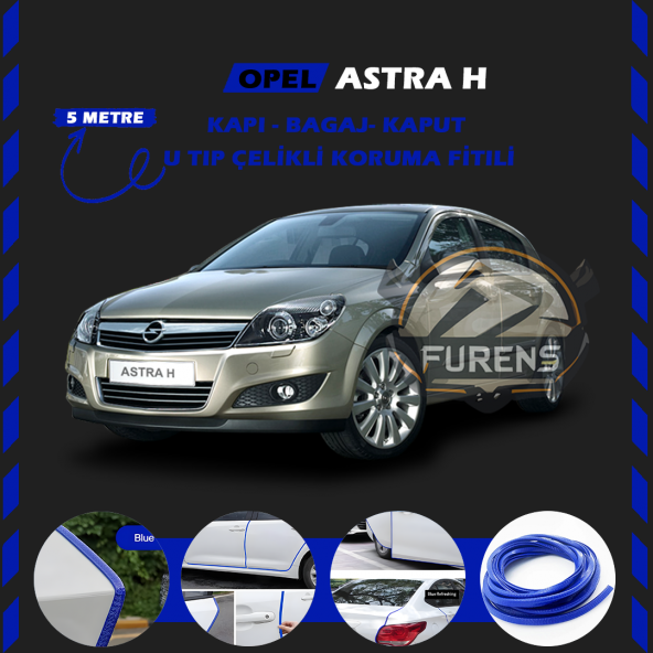 Opel Astra H Oto Araç Kapı Koruma Fitili 5metre Parlak Mavi Renk ürün görseli 1