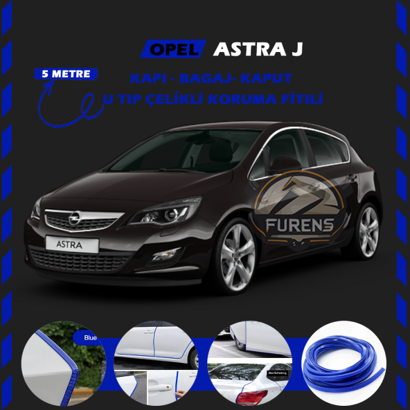 Opel Astra J Oto Araç Kapı Koruma Fitili 5metre Parlak Mavi Renk ürün görseli 1