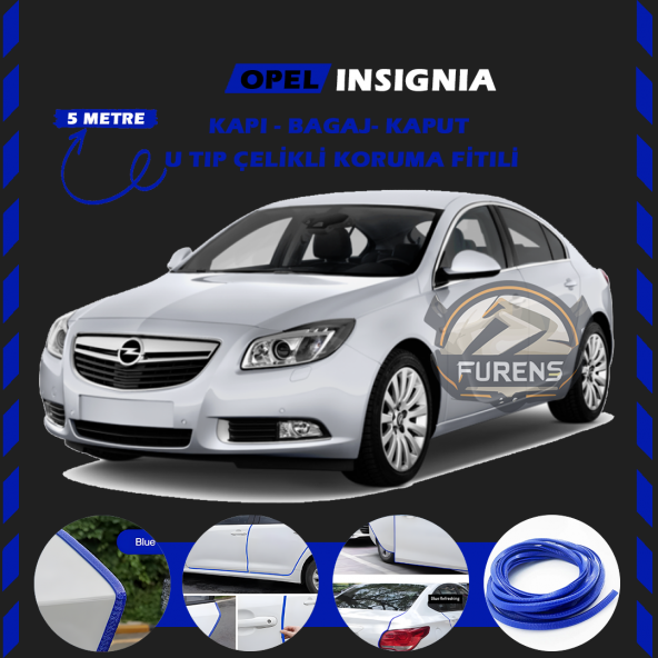 Opel İnsignia Oto Araç Kapı Koruma Fitili 5metre Parlak Mavi Renk ürün görseli 1