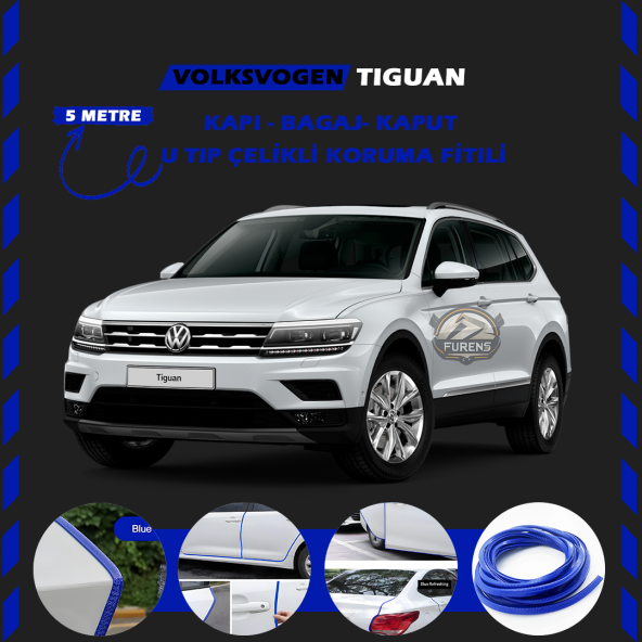 Volksvogen Tiguan Oto Araç Kapı Koruma Fitili 5metre Parlak Mavi Renk ürün görseli 1