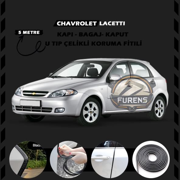 Chavrolet Lacetti Oto Araç Kapı Koruma Fitili 5metre Parlak Siyah Renk ürün görseli 1