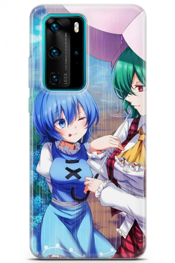 Huawei P40 Pro Uyumlu Kılıf Anime 28 Mavi Yeşil İz Bırakmayan Kılıf Mavi