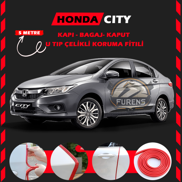 Honda City Oto Araç Kapı Koruma Fitili 5metre Parlak Kırmızı Renk