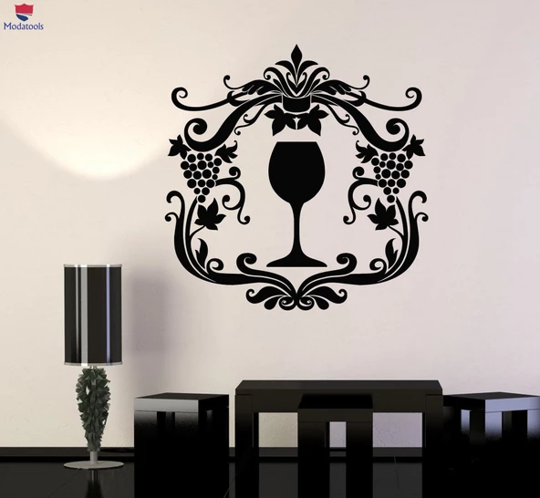 Dekoratif Duvar Sticker Şarap Cam Içecek Üzüm Mutfak Tasarım Çıkartmalar Benzersiz Hediyelik