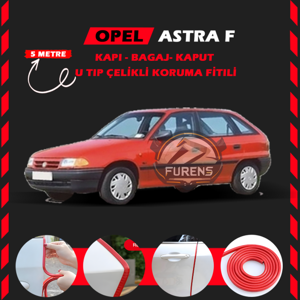 Opel Astra F Oto Araç Kapı Koruma Fitili 5metre Parlak Kırmızı Renk ürün görseli 1