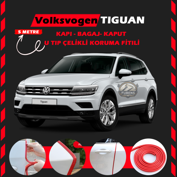 Volksvogen Tiguan Oto Araç Kapı Koruma Fitili 5metre Parlak Kırmızı Renk