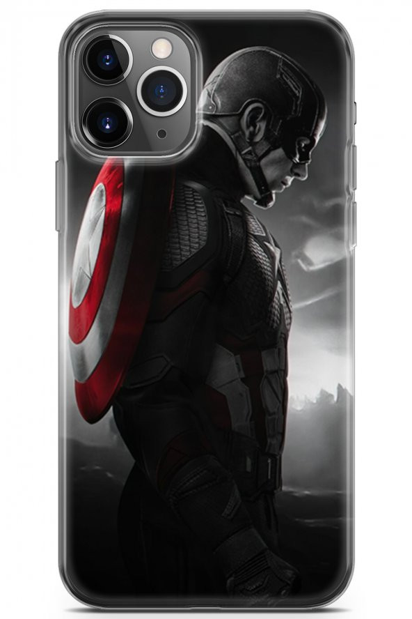 Apple iPhone 11 Pro Uyumlu Kılıf Supers 18 Captain America Parlak Kılıf Siyah