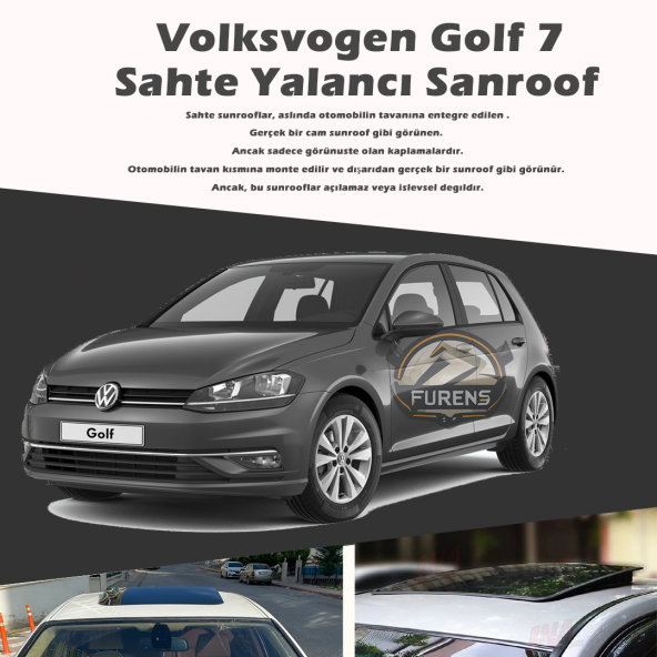 Volksvogen Golf 7 Parlak Siyah Yalancı Çakma Sahte Sunroof ürün görseli 1