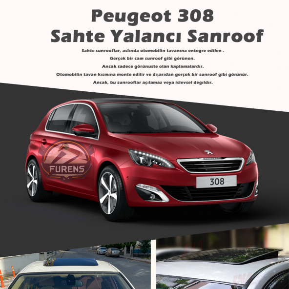 Peugeot 308 Parlak Siyah Yalancı Çakma Sahte Sunroof ürün görseli 1