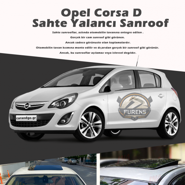 Opel Corsa D Parlak Siyah Yalancı Çakma Sahte Sunroof ürün görseli 1