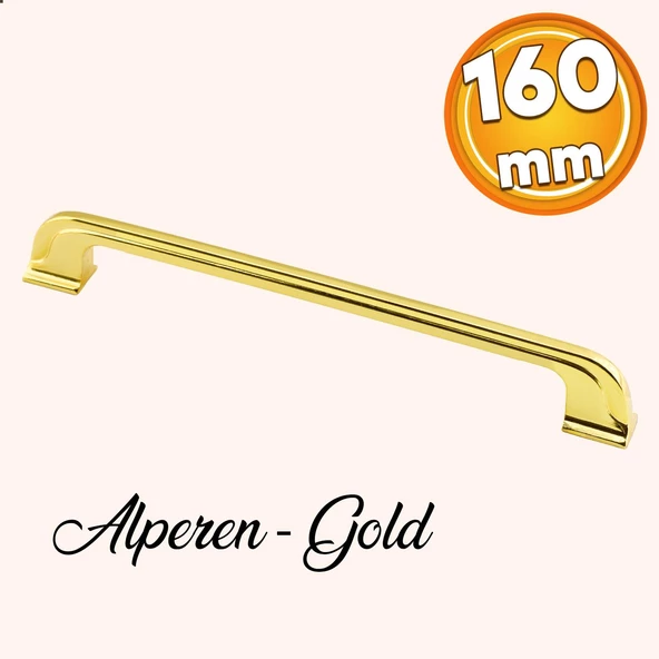 Alperen Mobilya Mutfak Dolabı Çekmece Dolap Kapak Kulpu Düz 160 Mm Kulbu Gold Altın Metal Kulpları