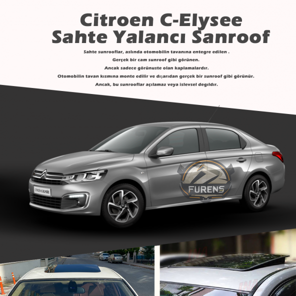 Citroen C-Elysee Parlak Siyah Yalancı Çakma Sahte Sunroof ürün görseli 1