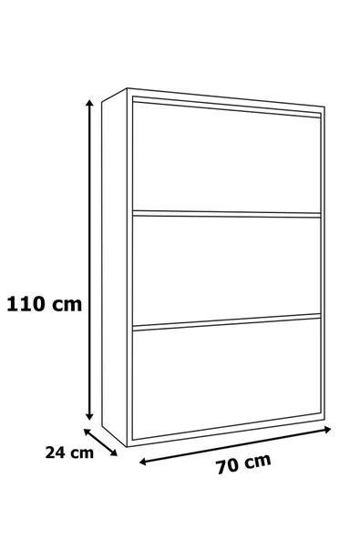 AEKA AE-1078 Vizyon Ayakkabılık Duvara Monte Edilebilir, Antrasit Düşer Kapak, 3 Kapaklı, 6 Raflı, 110 cm - 3