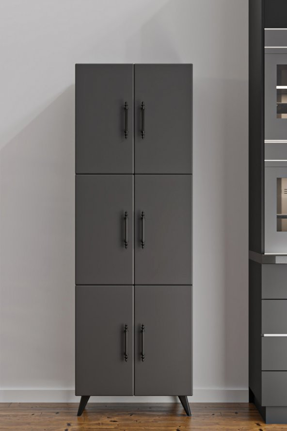 AEKA AE-3010 Nehir Antrasit Gri Çok Amaçlı Mutfak Dolabı&Banyo Dolabı,Kiler Dolabı, 6 Kapaklı, 6 Raflı - 3