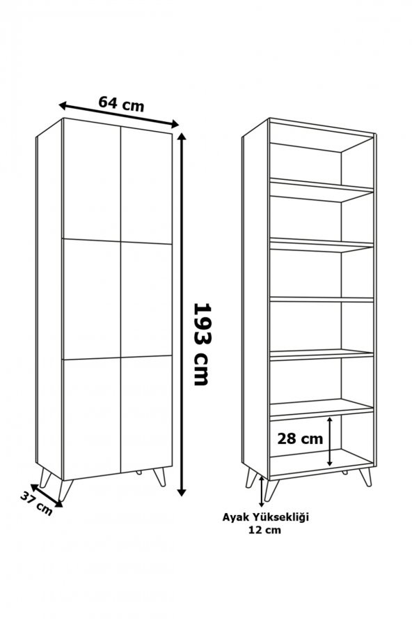 AEKA AE-3010 Nehir Atlantik Çam Çok Amaçlı Mutfak Dolabı & Banyo Dolabı, Kiler Dolabı, 6 Kapaklı,6 Raflı - 3