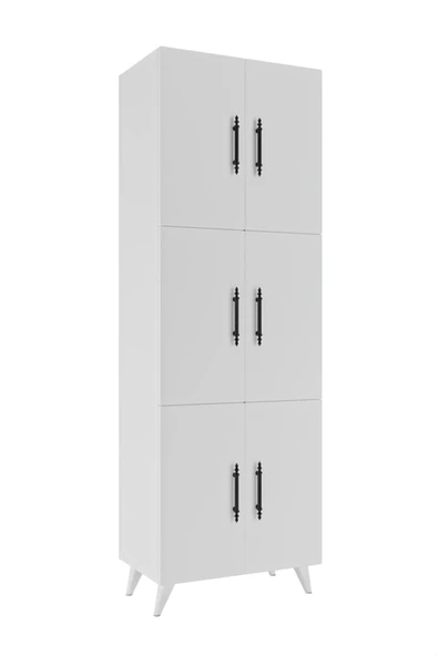 AEKA AE-3010 Nehir Beyaz Çok Amaçlı Mutfak Dolabı&Banyo Dolabı,Kiler Dolabı, 6 Kapaklı, 6 Raflı - 6