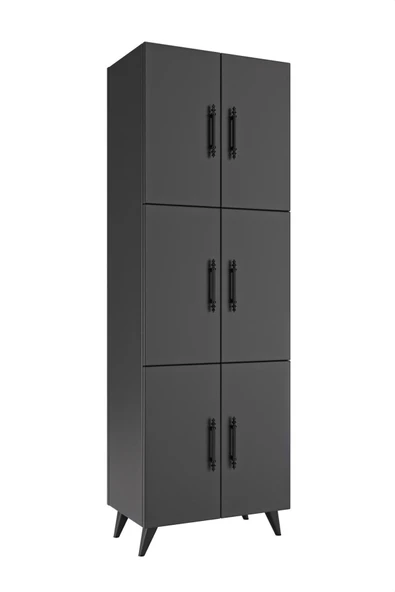 AEKA AE-3010 Nehir Antrasit Gri Çok Amaçlı Mutfak Dolabı&Banyo Dolabı,Kiler Dolabı, 6 Kapaklı, 6 Raflı - 5