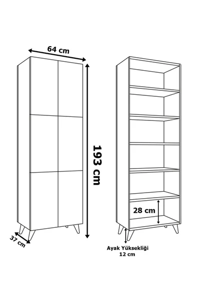 AEKA AE-3010 Nehir Antrasit Gri Çok Amaçlı Mutfak Dolabı&Banyo Dolabı,Kiler Dolabı, 6 Kapaklı, 6 Raflı - 3