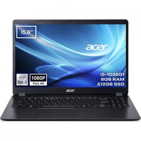 Acer Extensa 15 EX215-52-531X Intel Core i5 1035G1 8GB 512GB Paylaşımlı 15.6" FreeDos - Outlet