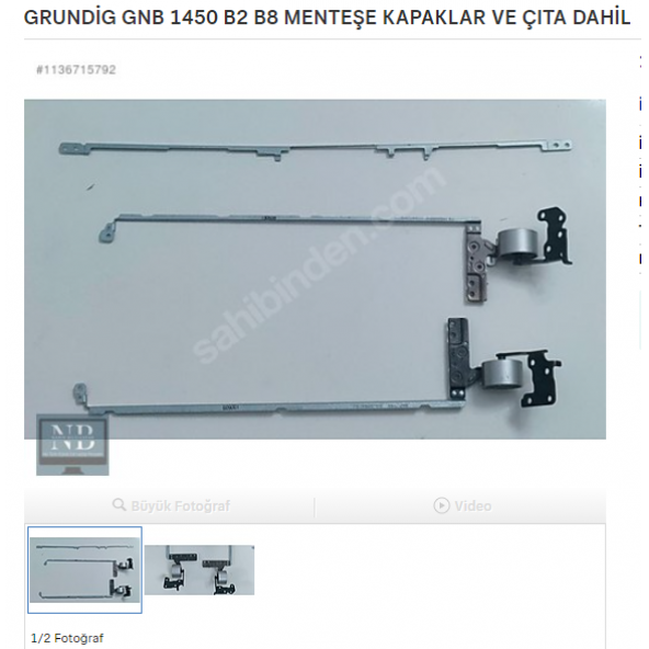 GRUNDİG GNB 1450 B2 B8 MENTEŞE KAPAKLAR VE ÇITA DAHİL