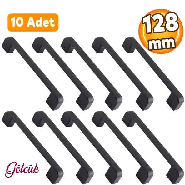 10 Adet Gölcük Oval Siyah Mobilya Mutfak Dolap Çekmece Dolabı Metal Kulpu Kulbu Kulpları 128 Mm