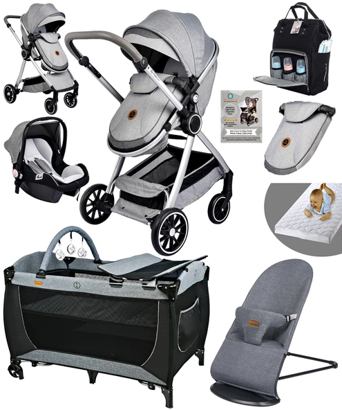 8 In 1 Yeni Doğan Set 990 Travel Sistem Bebek Arabası Lorelli Anne Yanı Beşik Oyun Parkı Yatak  370 Ana Kucağı - 3