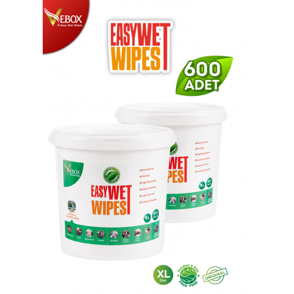 Vebox Easy Wet Wipes Kova Islak Mendil - Yüzey Temizleme Havlusu Eko 2'li 600 Yaprak