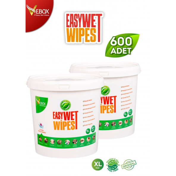 Vebox Easy Wet Wipes Kova Islak Mendil - Yüzey Temizleme Havlusu Büyülü Bahçe Kokulu Eko 2'li 600 Yaprak