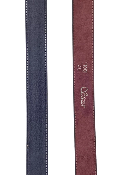 Lacivert Çocuk Boy Suni Deri Dikişli Model 3 cm.lik Garson Klasik Kemer - G5-23EK - 7