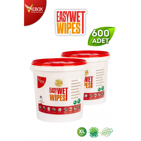 Vebox Easy Wet Wipes Kova Islak Mendil - Yüzey Temizleme Havlusu Büyülü Bahçe Kokulu Gold 2'li 600 Yaprak