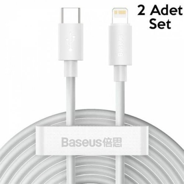 Baseus 1.5MT 2 Adet 20W PD Lightning İPhone 12,11,XS,XR USB-C to Lightning Şarj Kablosu 2 Adet Set