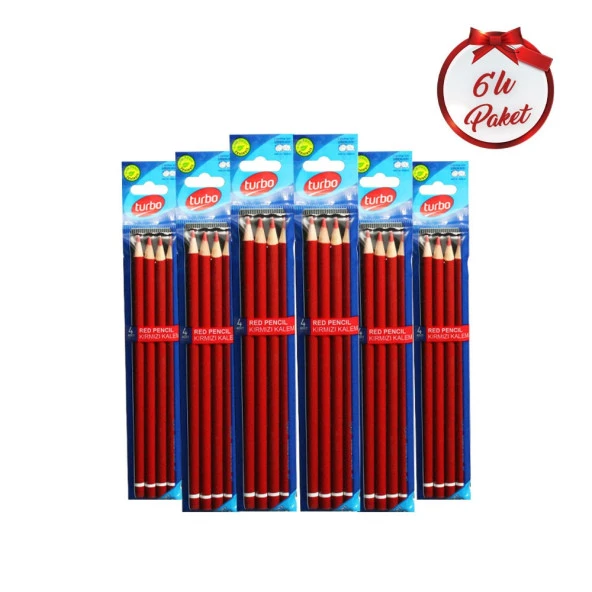 Turbo Kırmızı Kalem Seti 6 Paket