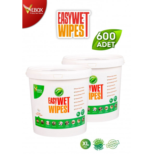 Vebox Easy Wet Wipes Kova Islak Mendil - Yüzey Temizleme Havlusu Beyaz Sabun Kokulu Eko 2'li 600 Yaprak