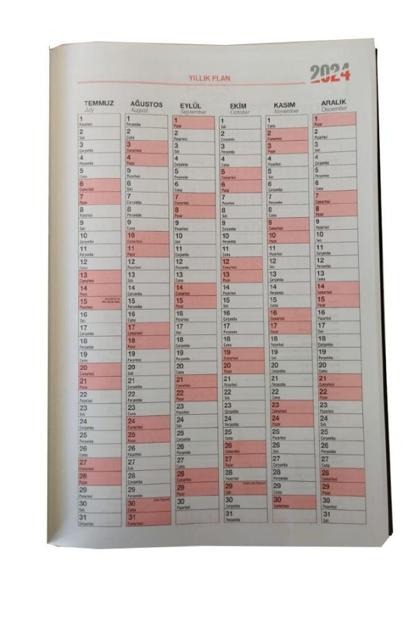 2024 Ajanda Siyah 17X24 cm Çizgili 1 Adet Günlük Planlayıcı Suni Deri Ciltli Ajanda 2024 Ofis Okul Büro - 2