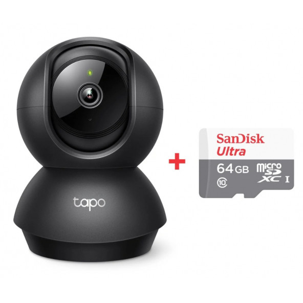TP-Link Tapo C211 2K 3MP Yatay ve Dikey Ev Güvenliği Wi-Fi Kamerası + 64GB SanDisk Ultra Bellek