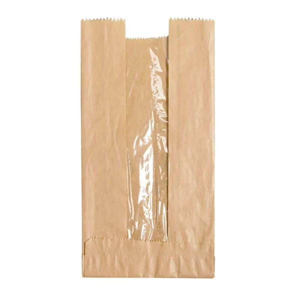 Pencereli Kraft Baget Ekmek Fırın Kese Kağıdı - Orta boy - 15 x 41 Cm. - 0.510 Kg. - 3 Paket ürün görseli 1